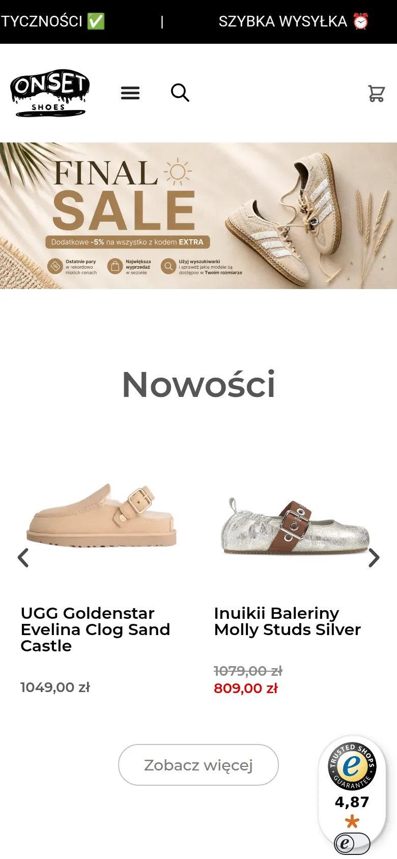 Onset Shoes na telefonie